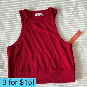 Colsie Red High Neck Racer Back Ribbed Crop Top Small NWT